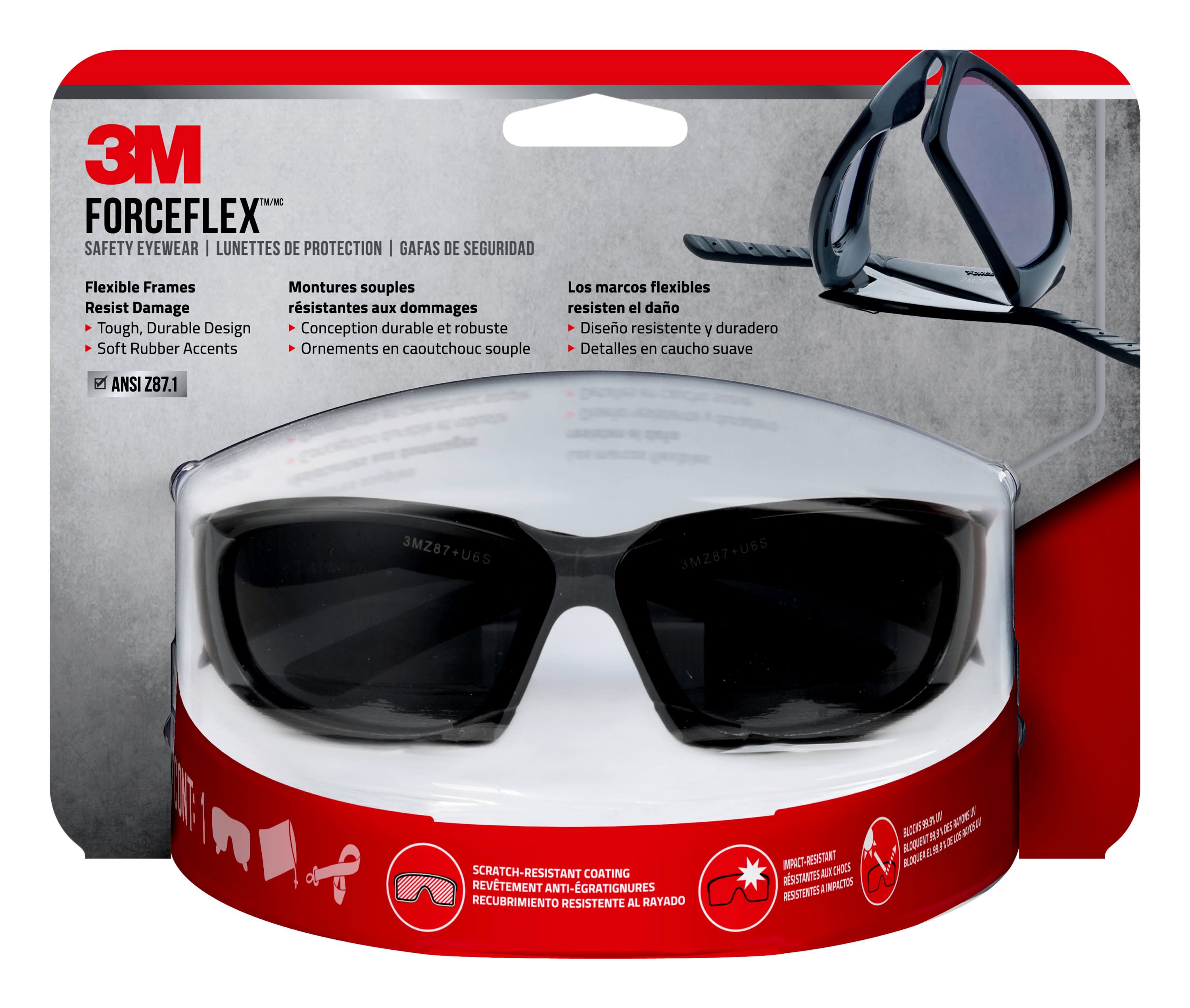 3M - 92235WZ4 - ForceFlex Plus Plastic Safety Glasses