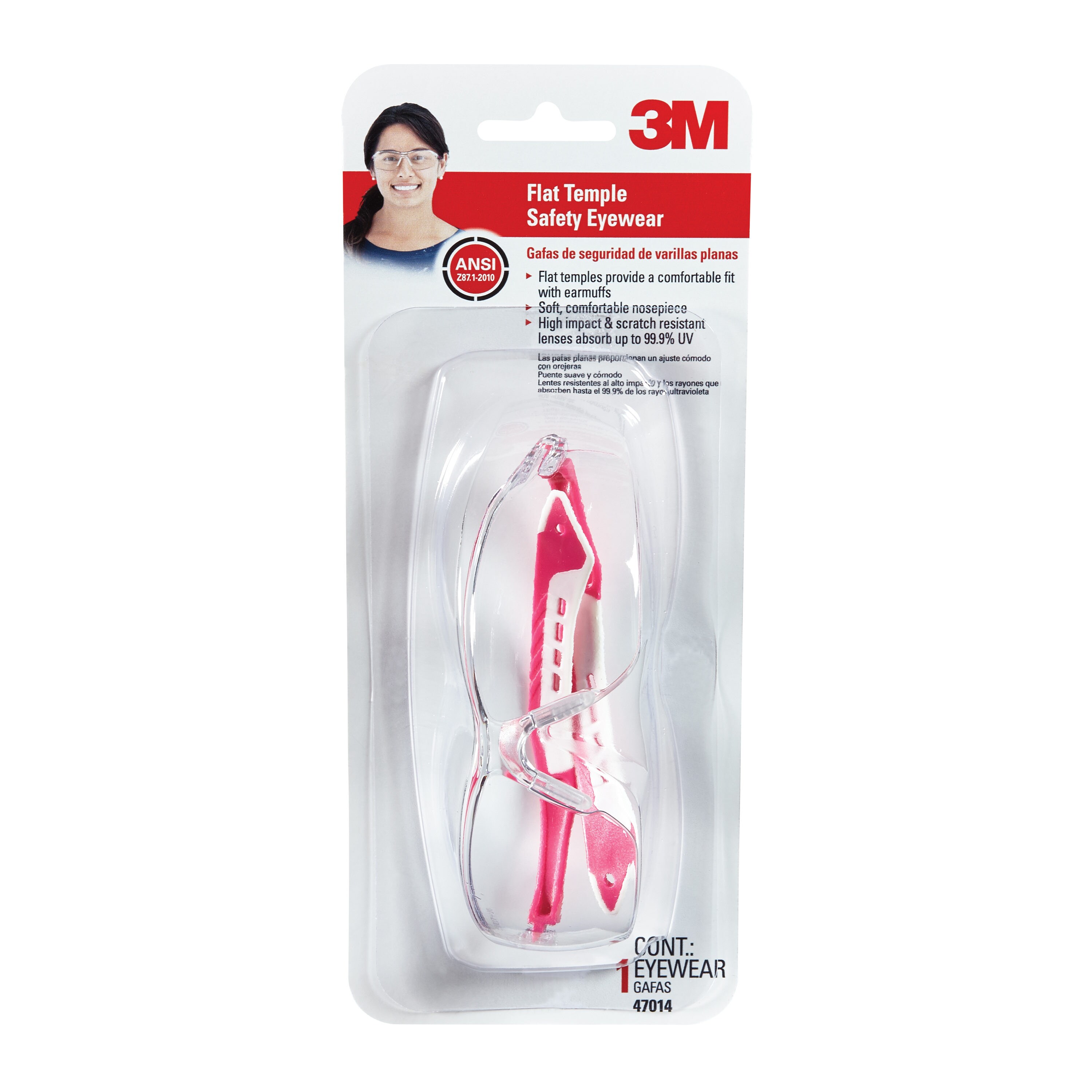 3M - 47014-WV6 - Flat Temple Plastic Safety Glasses