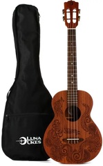 Luna Henna Dragon Mahogany Baritone Ukulele - Natural