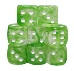 Set of 8d6 Dice - Diffusion Slime Green w/ White