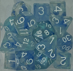 Set of 8d6 Dice - Diffusion Blue Sky w/ White