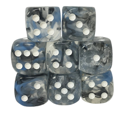 Set of 8d6 Dice - Diffusion Midnight w/ White