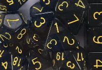 Set of 8d6 Dice - Opaque Black w/ Gold