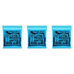 Ernie Ball 2225 Extra Slinky Nickel Wound Electric Guitar Strings - .008-.038 (3-Pack)