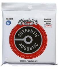 Martin MA550T Authentic Acoustic Lifespan 2.0 Treated 92/8 Phosphor Bronze Guitar Strings - .013-.056 Medium