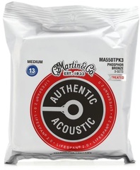 Martin Authentic Lifespan 2.0 Treated Acoustic Guitar Strings - 92/8 Phosphor Bronze Medium (3-pack)