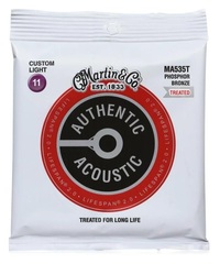 Martin MA535T Authentic Acoustic Lifespan 2.0 Treated 92/8 Phosphor Bronze Guitar Strings - .011-.052 Custom Light