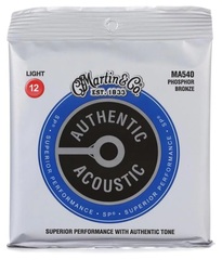 Martin MA540 Authentic Acoustic Superior Performance 92/8 Phosphor Bronze Guitar Strings - .012-.054 Light