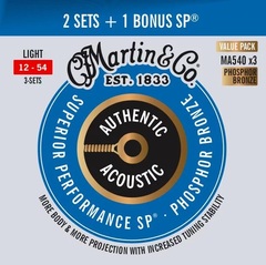 Martin Authentic Acoustic Superior Performance Guitar Strings - 92/8 Phosphor Bronze Light 3-pack