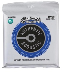 Martin MA130 Authentic Acoustic Superior Performance Silk and Steel Guitar Strings - .0115-.047 Custom