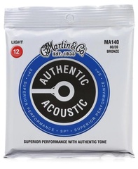 Martin MA140 Authentic Acoustic Superior Performance 80/20 Bronze Guitar Strings - .012-.054 Light