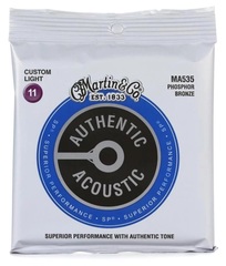 Martin MA535 Authentic Acoustic Superior Performance 92/8 Phosphor Bronze Guitar Strings - .011-.052 Custom Light