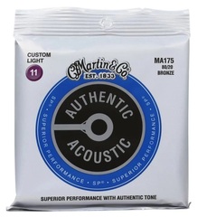 Martin MA175 Authentic Acoustic Superior Performance 80/20 Bronze Guitar Strings - .011-.052 Custom Light