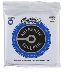 Martin MA150 Authentic Acoustic Superior Performance 80/20 Bronze Guitar Strings - .013-.056 Medium