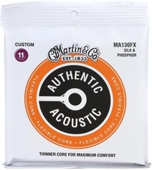 Martin MA130FX Authentic Flexible Core Silk & Phosphor Acoustic Guitar Strings - .011-.047 Custom Light