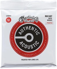 Martin MA140T Authentic Acoustic Lifespan 2.0 Treated 80/20 Bronze Guitar Strings - .012-.054 Light