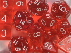 Set of 8d6 Dice - Translucent Red w/ White