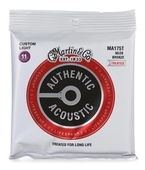 Martin MA175T Authentic Acoustic Lifespan 2.0 Treated 80/20 Bronze Guitar Strings - .011-.052 Custom Light