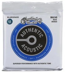 Martin MA240 Authentic Acoustic Superior Performance 80/20 Bronze Guitar Strings - .012-.056 Bluegrass