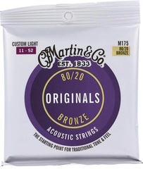 Martin M175 Original 80-20 Bronze Acoustic Guitar Strings - .011-.052 Custom Light