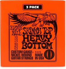 Ernie Ball 3215 Skinny Top Heavy Bottom Slinky Nickel Wound Electric Guitar Strings - .010-.052 Factory 3-pack