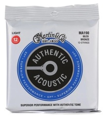 Martin MA190 Authentic Acoustic Superior Performance 80/20 Bronze Guitar Strings - .012-.054 Light 12-string