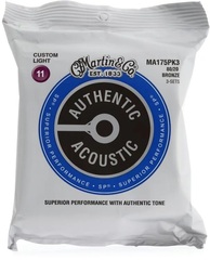 Martin Authentic Superior Performance Acoustic Guitar Strings - 80/20 Bronze Custom Light (3-pack)