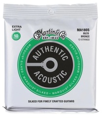 Martin MA180S Authentic Acoustic Marquis Silked 80/20 Bronze Guitar Strings - .010-.047 Extra Light 12-string