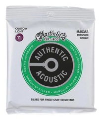 Martin MA535S Authentic Acoustic Marquis Silked 92/8 Phosphor Bronze Guitar Strings - .011-.052 Custom Light