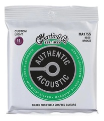 Martin MA175S Authentic Acoustic Marquis Silked 80/20 Bronze Guitar Strings - .011-.052 Custom Light