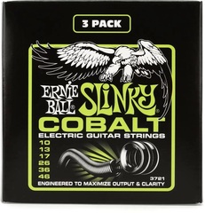 Ernie Ball 3721 Regular Slinky Cobalt Electric Guitar Strings - .010-.046 Factory 3-pack
