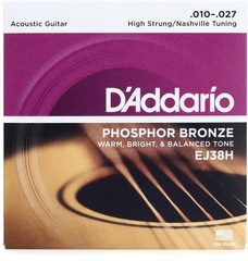 D'Addario EJ38H Phosphor Bronze High Strung Acoustic Guitar Strings - .010-.027 Nashville
