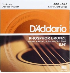 D'Addario EJ41 Phosphor Bronze Acoustic Guitar Strings - .009-.045 Extra Light 12-string