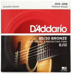 D'Addario EJ12 80/20 Bronze Acoustic Guitar Strings - .013-.056 Medium