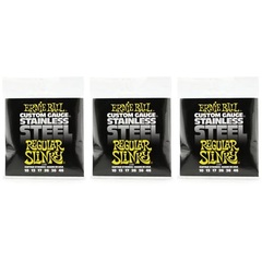 Ernie Ball 2246 Regular Slinky Stainless Steel Wound Electric Guitar Strings - .010-.046 (3-Pack)