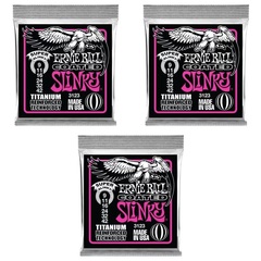 Ernie Ball 3123 Super Slinky Coated Titanium RPS Electric Guitar Strings - .009-.042 (3-Pack)