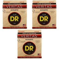 DR Strings VTA-12 Veritas Phosphor Bronze Acoustic Guitar Strings - .012-.054 Light (3-pack)
