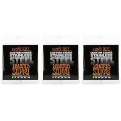 Ernie Ball 2247 Hybrid Slinky Stainless Steel Wound Electric Guitar Strings - .009-.046 (3-Pack)