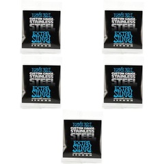 Ernie Ball 2249 Extra Slinky Stainless Steel Wound Electric Guitar Strings - .008-.038 (5-Pack)