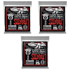 Ernie Ball 3115 Skinny Top Heavy Bottom Slinky Coated Titanium RPS Electric Guitar Strings - .010-.052 (3-Pack)