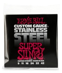 Ernie Ball 2248 Super Slinky Stainless Steel Wound Electric Guitar Strings - .009-.042