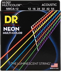 DR Strings NMCA-12 Hi-Def Neon Multi-Color K3 Coated Acoustic Guitar Strings - .012-.054 Light