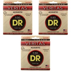 DR Strings VTA-11 Veritas Phosphor Bronze Acoustic Guitar Strings - .011-.050 Custom Light (3-pack)