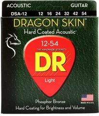 DR Strings DSA-12 Dragon-Skin Phosphor Bronze Coated Acoustic Strings - .012-.054 Medium