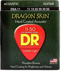 DR Strings DSA-11 Dragon-Skin Phosphor Bronze Coated Acoustic Guitar Strings - .011-.050 Medium Light