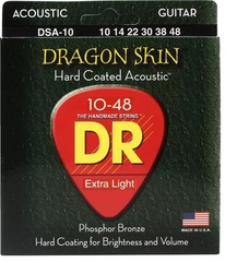 DR Strings DSA-10 Dragon-Skin Phosphor Bronze Coated Acoustic Guitar Strings - .010-.048 Light