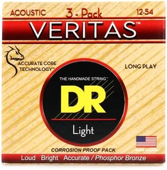 DR Strings VTA-12 Veritas Phosphor Bronze Acoustic Guitar Strings - .012-.054 Light Factory 3-Pack