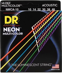 DR Strings NMCA-10 Hi-Def Neon Multi-Color K3 Coated Acoustic Guitar Strings - .010-.048 Extra Light