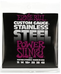 Ernie Ball 2245 Power Slinky Stainless Steel Wound Electric Guitar Strings - .011-.048