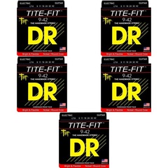 DR Strings LT-9 Tite-Fit Compression Wound Electric Guitar Strings - .009-.042 Light (5-Pack)